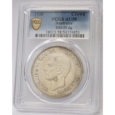 AUSTRALIA 1938 . CROWN . PCGS AU58